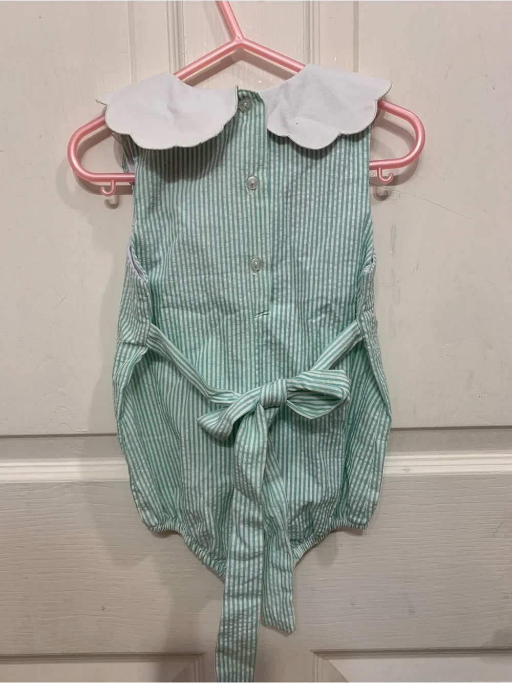 NWT Vintage Samara Mint Green Seersucker Bubble Infant Romper.              3764